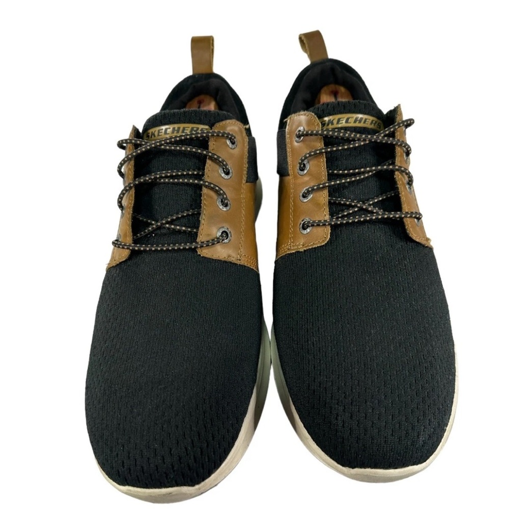 Skechers Classic Fit Air Cooled Memory Foam Mens Black Mesh Sneakers - Picture 1 of 9